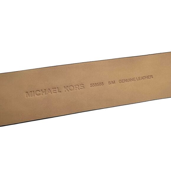 Michael Kors | Women | Black Wide Embossed Genuine Leather Belt | Small-Medium